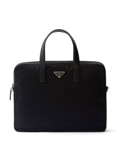 Портфель Re-Nylon со вставками из кожи, черный Prada