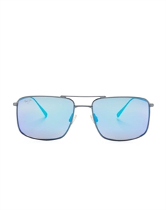 Солнцезащитные очки в квадратной оправе, серебряный Maui jim