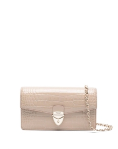 Лакированный клатч Mayfair с логотипом, нейтральный цвет Aspinal of london