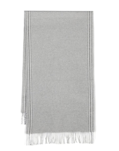 Шелковый платок с отделкой в полоску, серый Brunello cucinelli