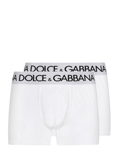 Комплект из двух боксеров с логотипом, белый Dolce&gabbana