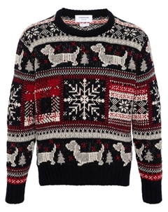 Джемпер вязки интарсия, синий Thom browne