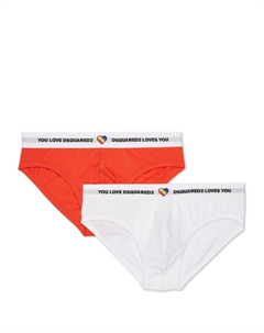 Комплект из двух трусов-брифов с логотипом, оранжевый Dsquared2