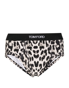 Трусы-брифы с логотипом и анималистичным принтом, нейтральный цвет Tom ford