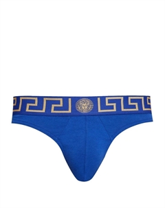 Трусы-брифы с принтом Medusa и Greca, синий Versace