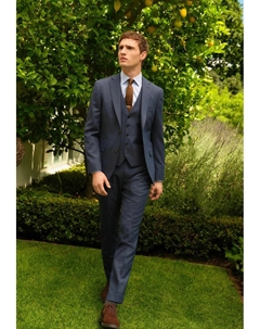 Элегантные брюки SLIM FIT TEXTURED WOOL, синий Next