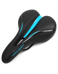 Седло велосипедное, 265 x 175 мм, гелевое, черное с синим, VS 131 gel black/blue Vinca sport