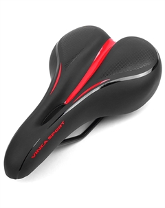 Седло велосипедное, 265 x 175 мм, гелевое, черно-красное, VS 131 gel black/red Vinca sport