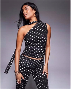 Эксклюзивный двухслойный сетчатый шарф на одно плечо от, топ в однотонный горошек Kaiia