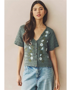 Кардиган REGULAR FIT EMBROIDERED FLORAL BUTTON UP, зеленый Next