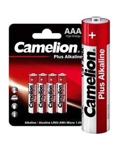 AAA Батарейка CAMELION Plus Alkaline LR03-BP4, 4 шт. Camelion