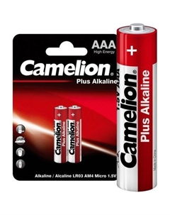 AAA Батарейка CAMELION Plus Alkaline LR03-BP2, 2 шт. Camelion