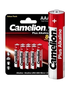 AAA Батарейка CAMELION Plus Alkaline LR03-BP5+3, 8 шт. Camelion