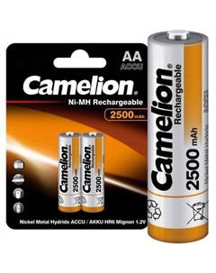 AA Аккумуляторная батарейка CAMELION NH-AA2500BP2, 2 шт. 2500мAч Camelion