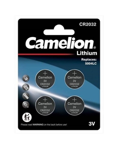 CR2032 Батарейка CAMELION Lithium CR2032-BP4, 4 шт. Camelion