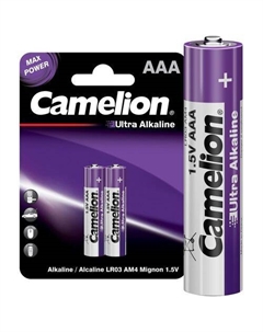 AAA Батарейка CAMELION Ultra Alkaline LR03-BP2UT, 2 шт. Camelion