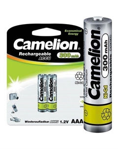 AAA Аккумуляторная батарейка CAMELION NC-AAA300BP2, 2 шт. 300мAч Camelion