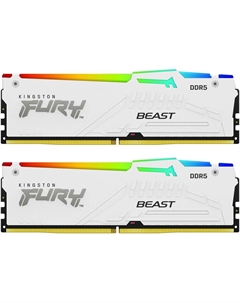 Модуль памяти DIMM 32Gb 2х16Gb DDR5 PC41600 5200MHz Kingston Fury Beast White RGB EXPO (KF552C36BWEAK2-32)