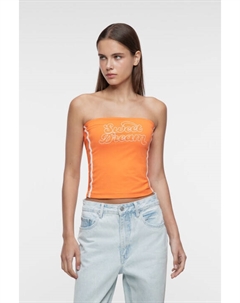 Топ-бандо хлопковый облегающий с принтом-надписью Befree