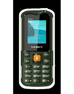 Мобильный телефон teXet TM-D400, 1.77" 160x128 TN, 32Mb RAM, 64Mb, 2-Sim, 1500 мА·ч, micro-USB, зеленый (TM-D400GN) Texet