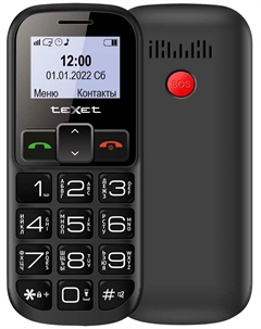 Мобильный телефон teXet TM-B322, 1.44" 128x64 монохромный, 2-Sim, 600 мА·ч, micro-USB, черный/красный Texet
