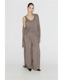 Брюки из гладкой вискозы кофейного цвета 2mood