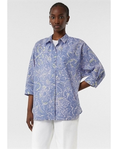 Блузка на пуговицах MIT ALL-OVER-PRINT UND 3/4-ÄRMELN, синий Comma casual identity