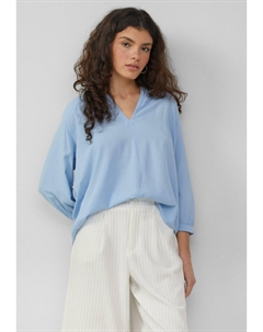 Блуза MIT RAFFUNG AN DER SCHULTER, светло-голубой Qs