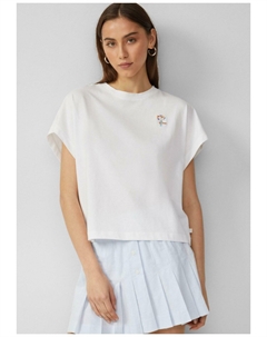 Футболка с принтом LÄSSIGES MIT ÜBERSCHNITTENER SCHULTER, белый Qs