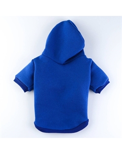 Толстовка однотонная для собак (футер с начесом), размер xs (дс 20, ош 30-33, ог 38-42), синяя Пушистое счастье