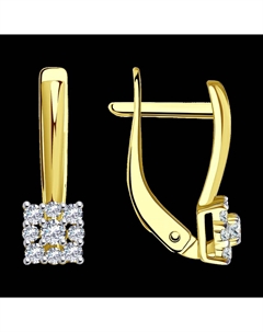 Серьги из желтого золота с фианитами Sokolov