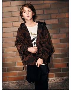 Утепленная куртка из твила с анималистичным принтом детская Sela