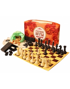 Набор Русские игры (Шахматы, шашки, доска из микрогофры) Nobrand