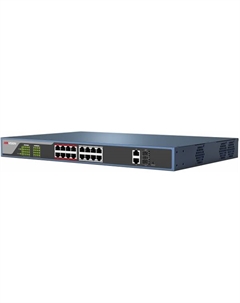 Коммутатор PoE DS-3E0318P-E/M(B) 16хRJ45 100M PoE с грозозащитой 6кВ/Uplink порт 1000М Ethernet/Uplink порт 1000М SFP, бюджет PoE 130Вт, про Hikvision