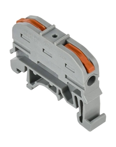 Клемма 07-5289 СМК 222-221D/222-2411 (аналог 222-4111D) проходная 1-полюсная на DIN-рейку (0,2-2,5 мм²) серая (60 шт./уп.) Rexant