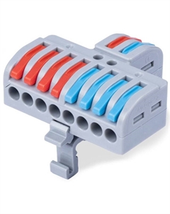 Клемма соединительная MX2-8D универсальная проходная 2-8 полюса с рычагом на DIN-рейку 0,08-2,5/4,0 (1шт) Cabeus