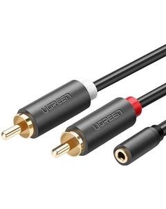 Кабель AV102 10561_ 3.5mm Female to 2 RCA Male Audio Cable. длина: 0,25м. цвет: серый Ugreen