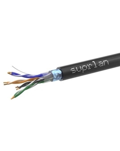 Кабель витая пара F/UTP 5e кат. 4 пары 01-1028-1 24AWG PE внешний 305м черный Suprlan