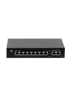 Коммутатор неуправляемый NLS-1110P 8*10/100Мбит/с PoE (af/at), 2*100Мбит/с RJ45, DC 52V/2.3A, PoE бюджет 120W Netlan