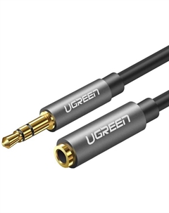 Кабель аудио AV118 10538_ 3.5mm Male to 3.5mm Female Extension Cable, длина: 5м, цвет: черный/серый Ugreen