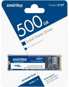 Накопитель SSD M.2 2280 Stream E19T SBSSD-500GT-PH19T-M2P4 500GB, 3300/3000MB/s, TBW 200, MTBF 1.5M Smartbuy