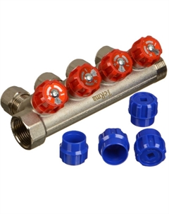 Коллектор 3/4 ВР(г) х 4 выхода 16 обж(ц) х 3/4 НР(ш) регулируемый (89366) Terma