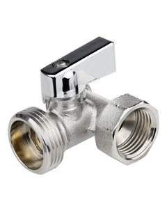 Кран шаровой латунный Compact 1/2 ВР(г) х 3/4 НР(ш) х 1/2 НР(ш) к бытовой технике хром мини трехходовой ГОСТ Р 59553-2021 (ИС.081210) Masterprof