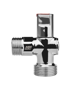 Кран шаровой латунный 1/2 НР(ш) х 3/4 НР(ш) к бытовой технике хром мини с отражателем угловой ГОСТ Р 59553-2021 (ИС.081200) Mpf