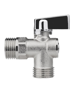 Кран шаровой латунный Compact 1/2 НР(ш) х 1/2 НР(ш) к бытовой технике хром мини с отражателем угловой ГОСТ Р 59553-2021 (ИС.081208) Masterprof