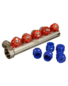 Коллектор 3/4 ВР(г) х 5 выходов 16 обж(ц) х 3/4 НР(ш) регулируемый (89367) Terma