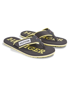 Шлепанцы "PATCH HILFIGER BEACH SANDAL", летняя обувь, тапочки, горки для бассейна, обувь для купания, с надписью логотипа, желтый Tommy hilfiger