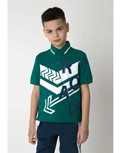 Рубашка-поло с модным принтом спереди, белый Gulliver