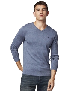 Вязаный свитер с вышивкой логотипа, цвет Indigo-Meliert Tom tailor