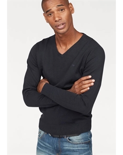 Вязаный свитер с вышивкой логотипа, цвет морской волны Tom tailor